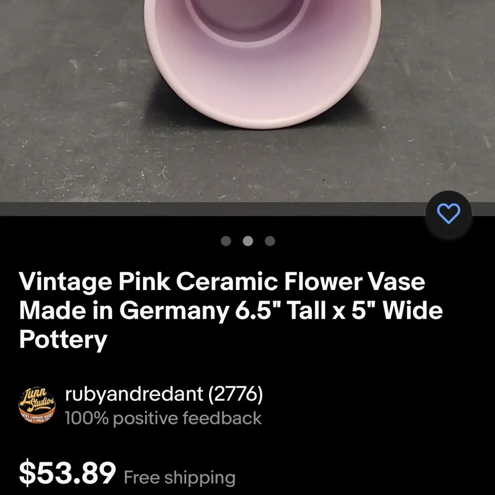 VASE PLANTER- made in Germany pink ribbed FLOWER vase 6.5” height 5” w ceramic